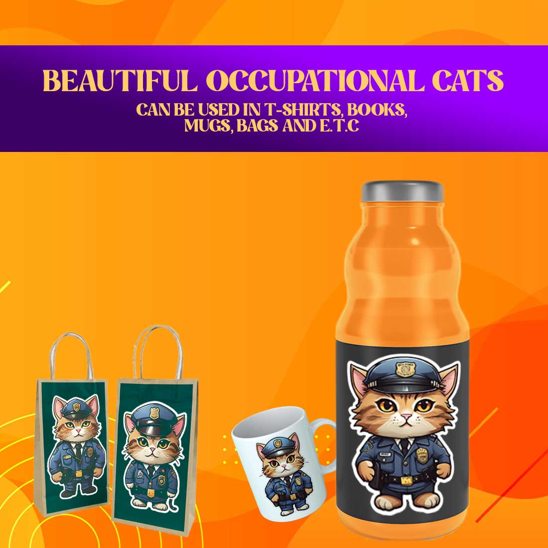 Occupational Cats 24 Bundles 96+ Stickers Discounted Price preview image.