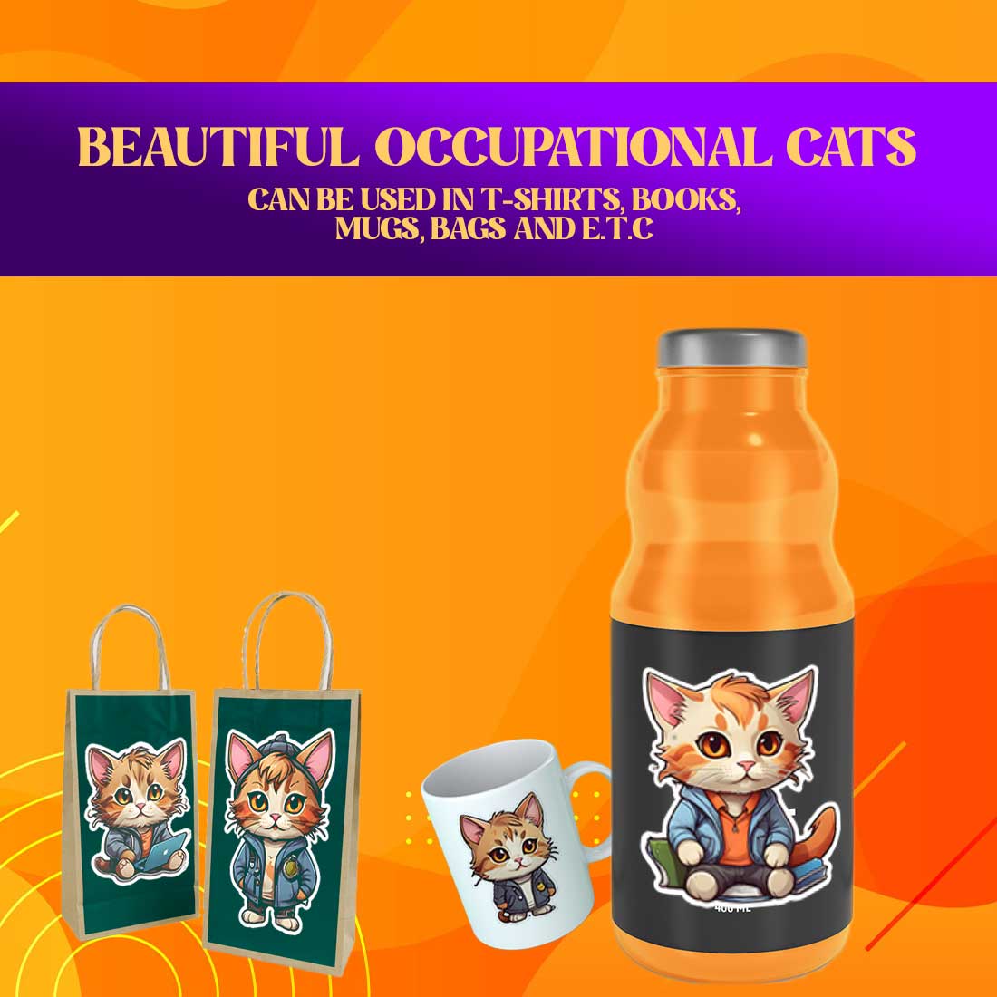 Cute Programmer Cat Stickers PNG’s preview image.