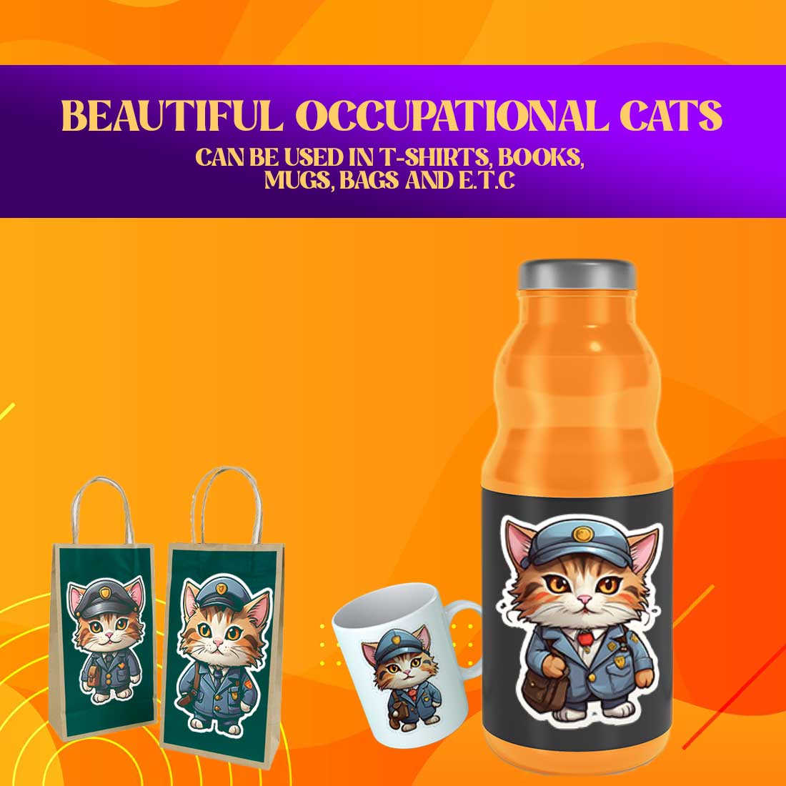 Cute Postman Cat Stickers PNG’s preview image.
