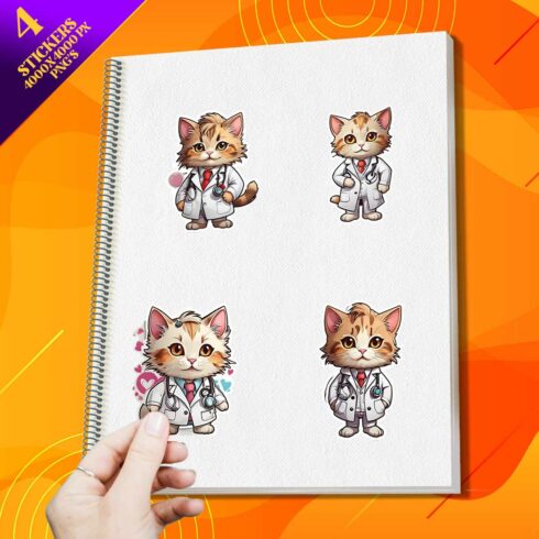 Cute Doctor Cat Stickers PNG’s cover image.
