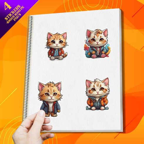 Cute Designer Cat Stickers PNG’s cover image.