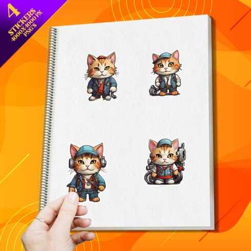 Cute Mechanic Cat Stickers PNG’s cover image.