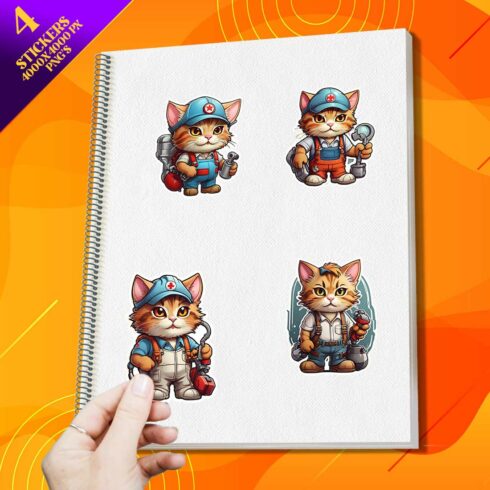 Cute Plumber Cat Stickers PNG’s cover image.
