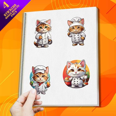 Cute Chef Cat Stickers PNG’s cover image.