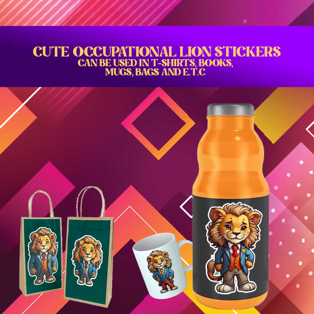Cute Velt Lion Stickers PNG’s preview image.