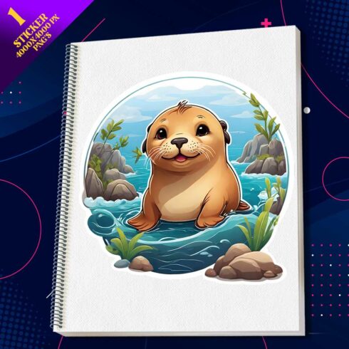 Cute Sea Lion Illustrational Sticker Unique cover image.