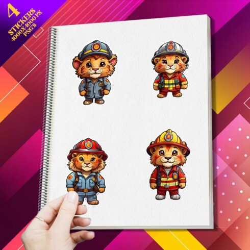Cute Fire Department Lion Stickers PNG’s cover image.
