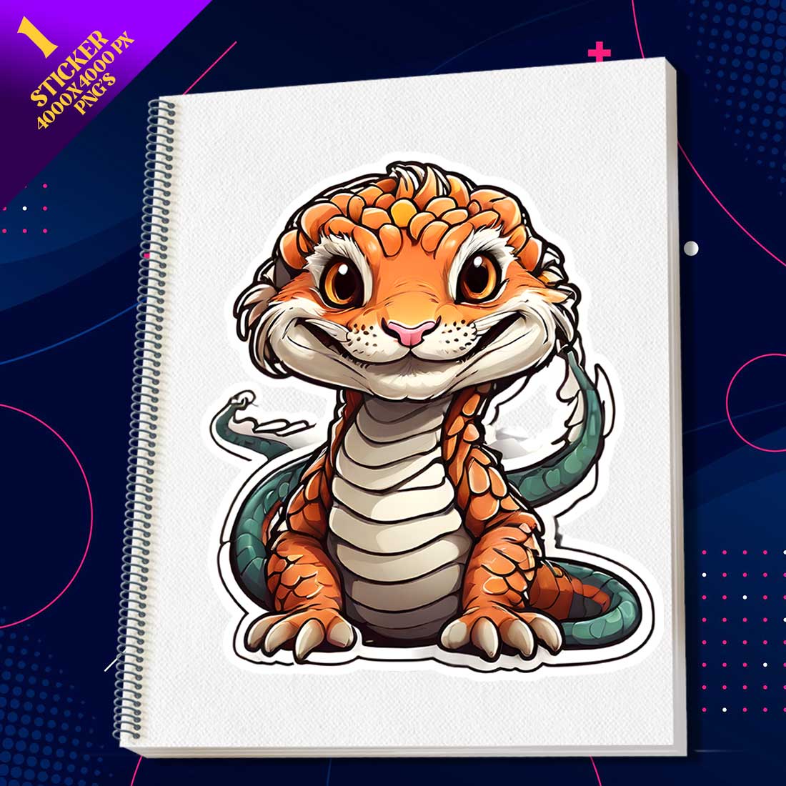 Cute Dragon Illustrational Sticker Unique cover image.