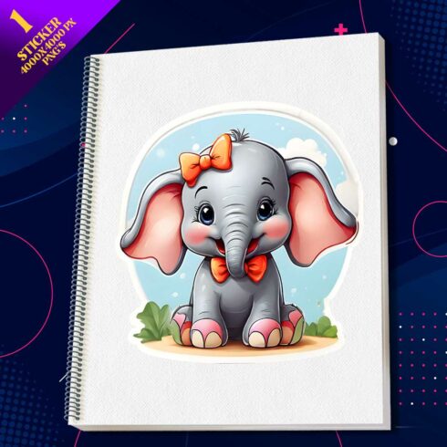 Cute Elephant Illustrational Sticker Unique cover image.