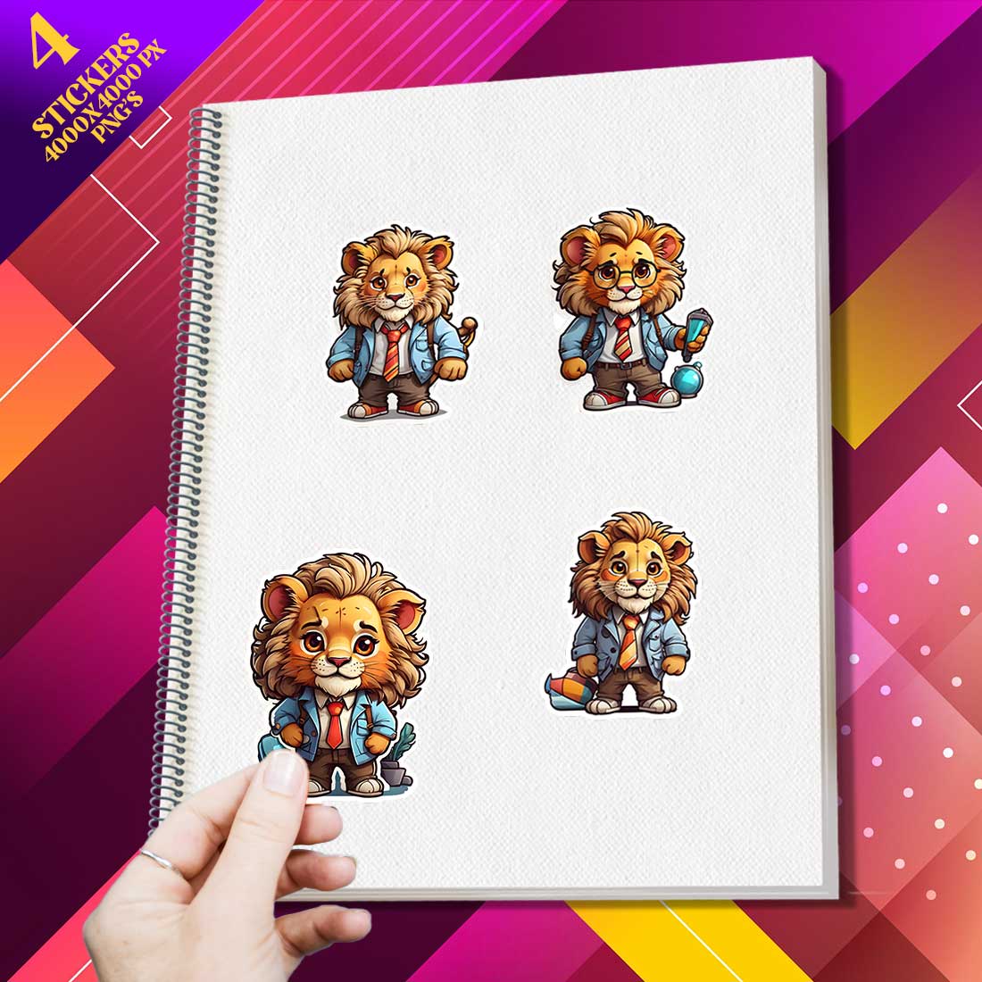 Cute Army Lion Stickers PNG’s cover image.