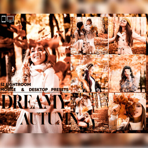 12 Dreamy Autumn Lightroom Presets, Warm Mobile Preset, Moody Desktop LR Filter DNG Portrait Instagram Theme, Vibrant Color, Blogger CC cover image.