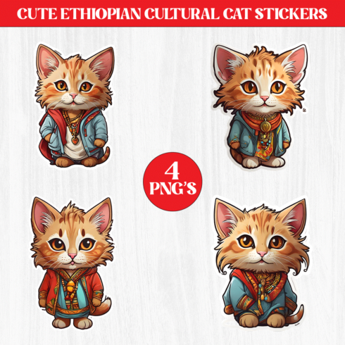 Cute Ethiopian Cultural Cat Stickers PNG’s cover image.