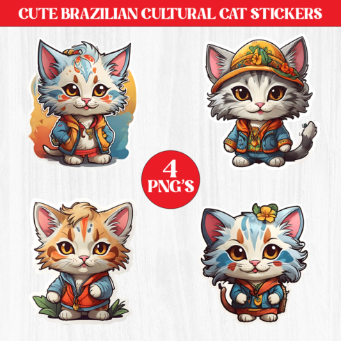 Cute Brazilian Cultural Cat Stickers PNG’s cover image.