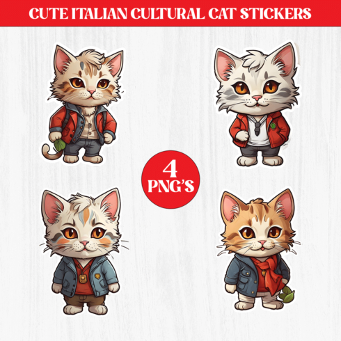 Cute Italian Cultural Cat Stickers PNG’s cover image.