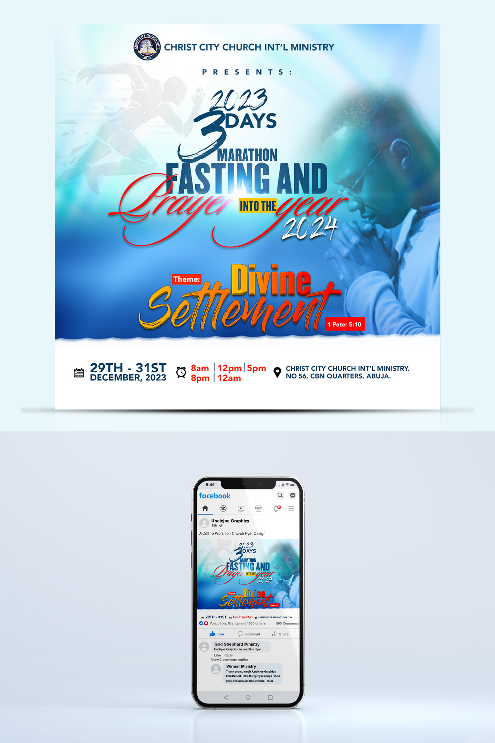 CHURCH FLYER DESIGN IN ADOBE PHOTOSHOP DOCUMENT (PSD) pinterest preview image.