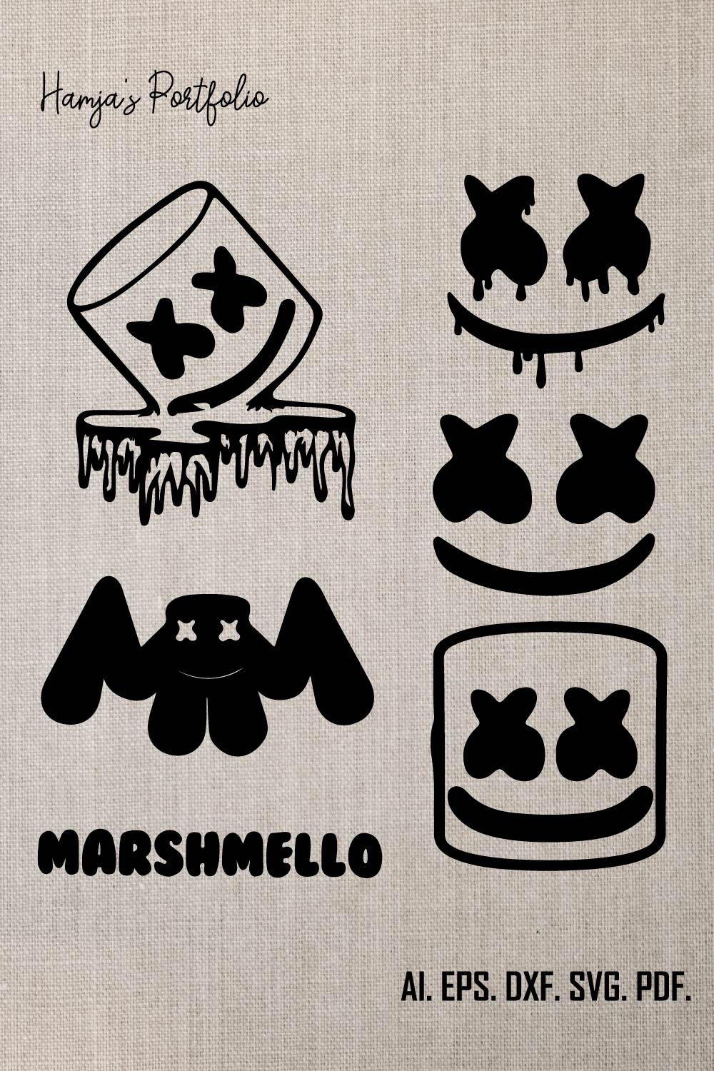 Marshmello logo svg vector bundle, dj marshmello svg, Marshmello logo svg, Marshmallow svg, Marshmallow Smile bundle svg, pinterest preview image.