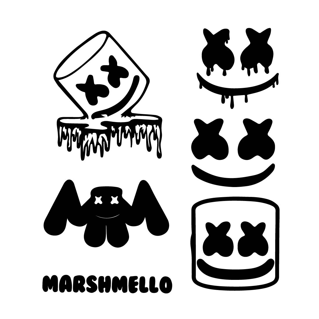 Marshmello logo svg vector bundle, dj marshmello svg, Marshmello logo svg, Marshmallow svg, Marshmallow Smile bundle svg, preview image.