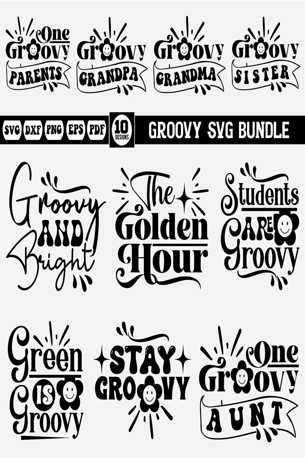 Groovy Svg Bundle pinterest preview image.