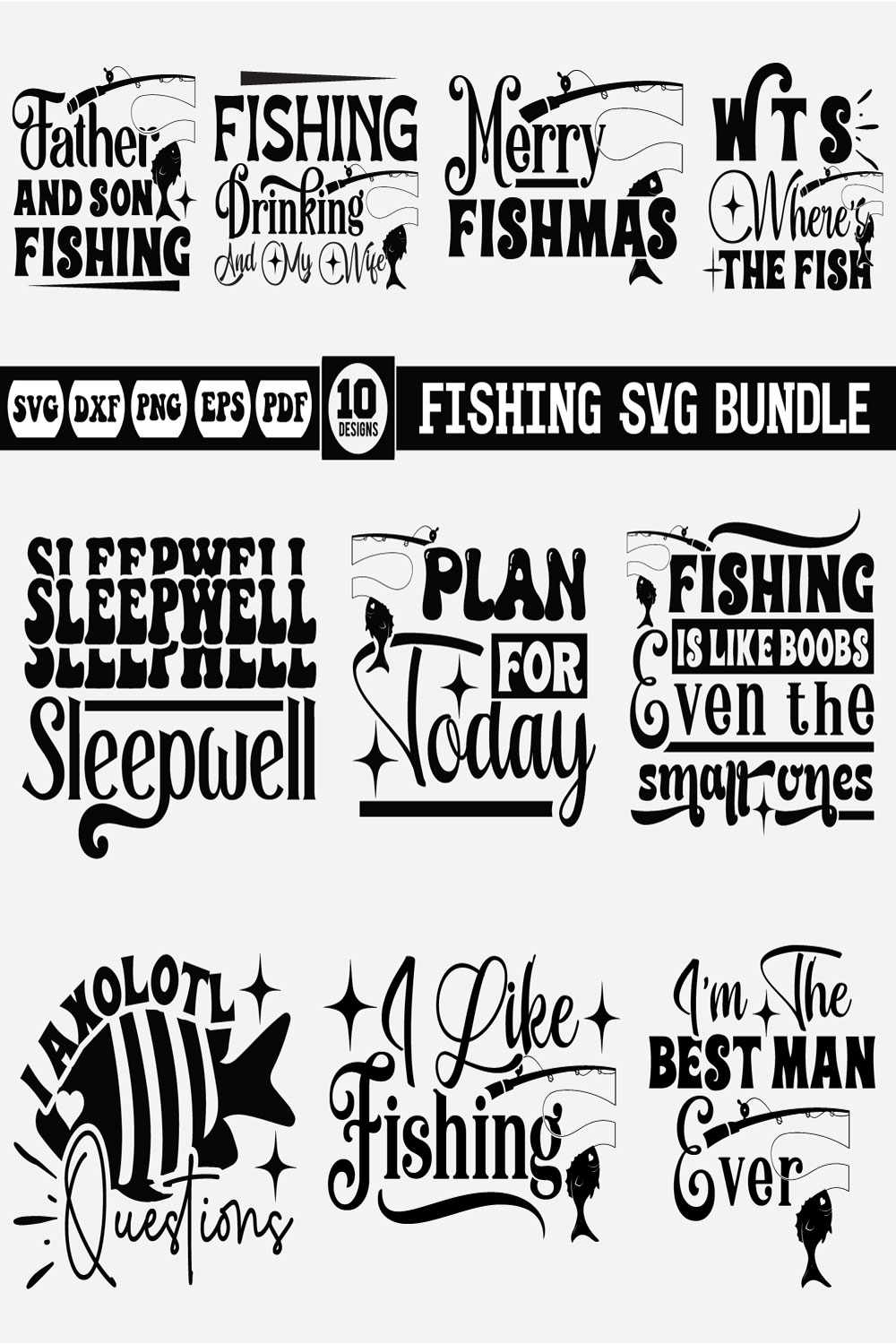 Fishing Svg Bundle pinterest preview image.