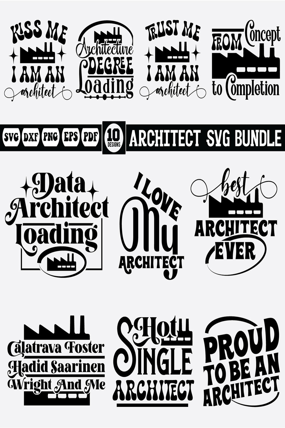 Architect svg bundle pinterest preview image.