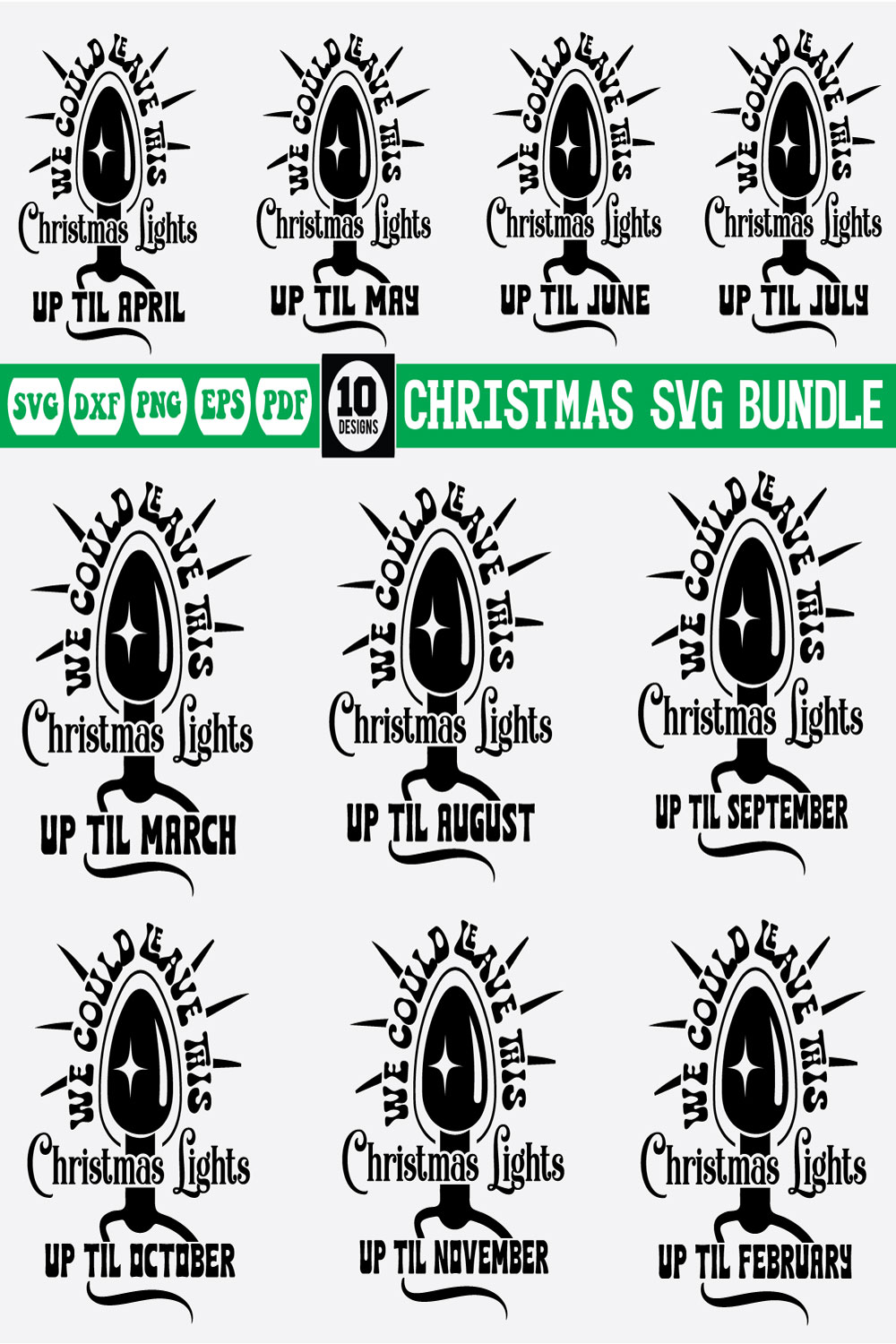 Christmas Light Svg Design Bundle pinterest preview image.