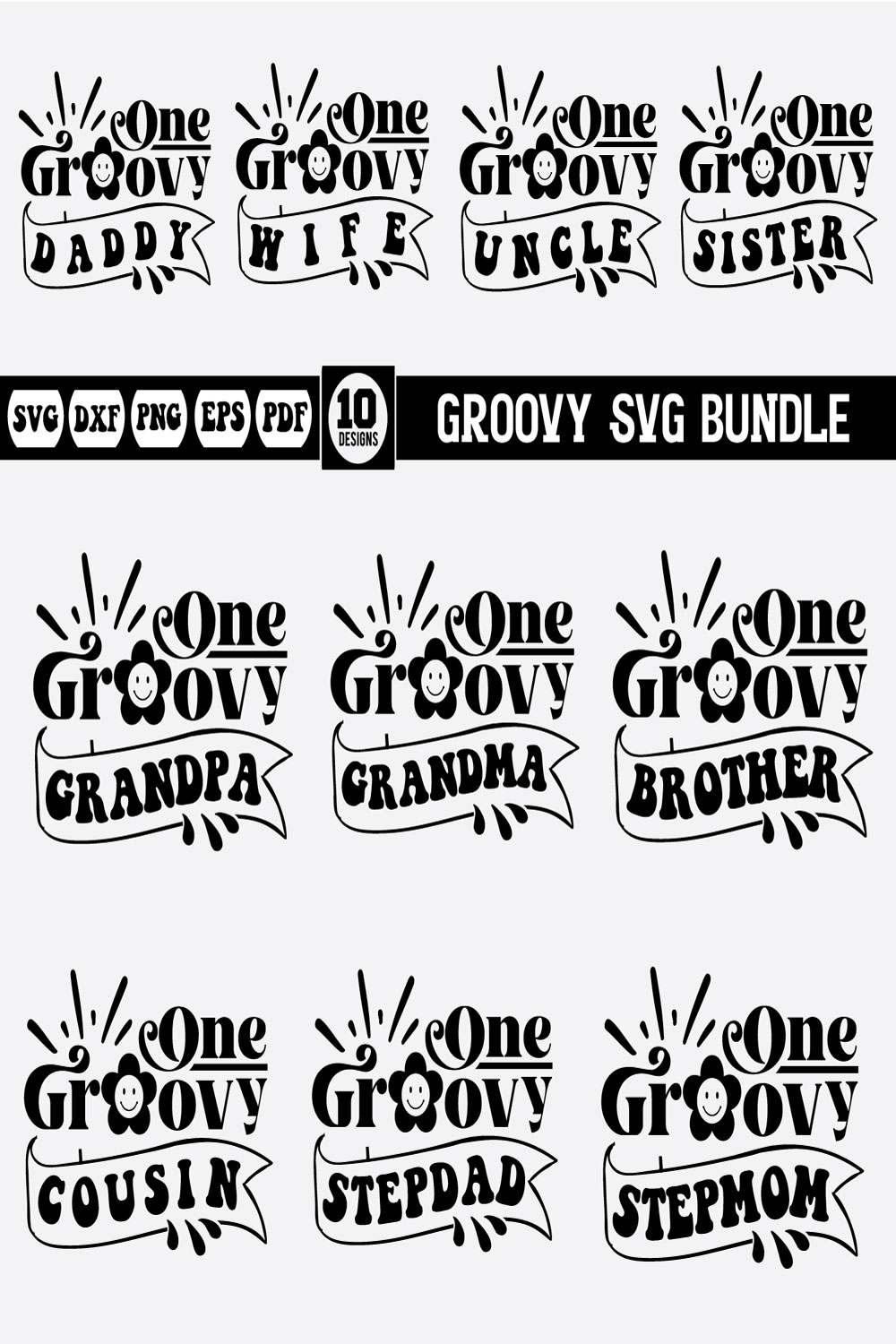 Groovy Svg Design Bundle pinterest preview image.