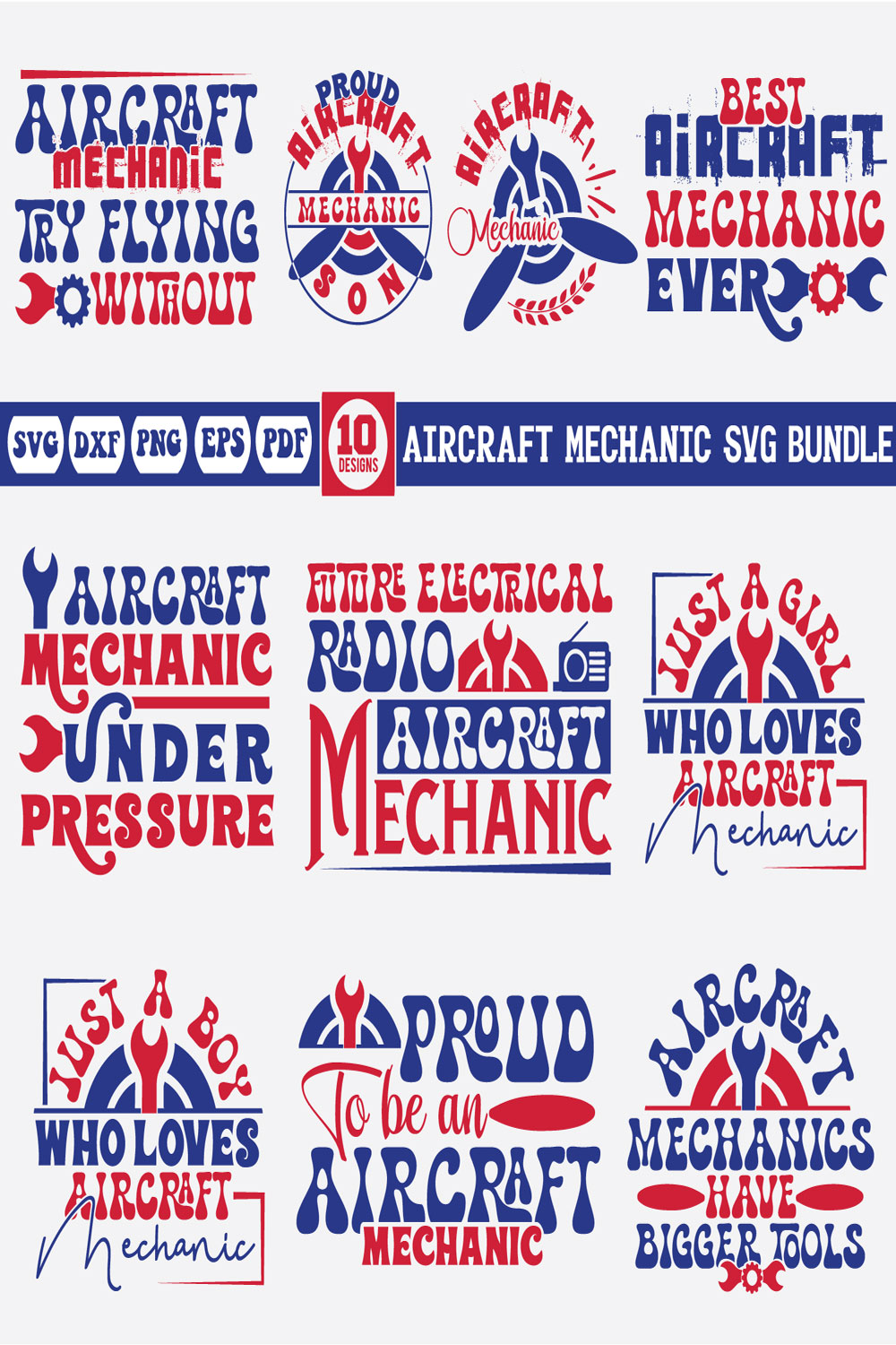 Aircraft Mechanic Svg Bundle pinterest preview image.