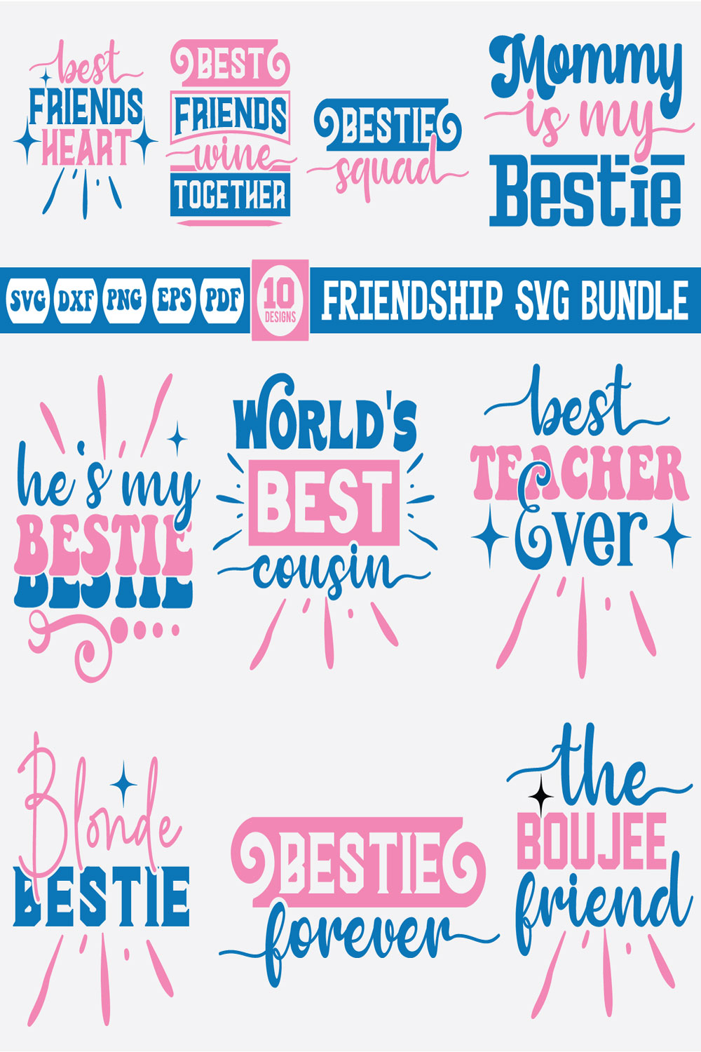 Friendship SVG Bundle pinterest preview image.