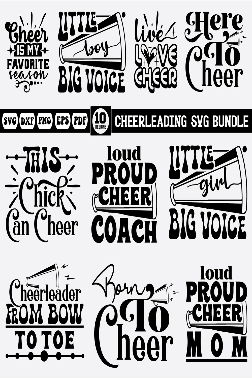 Cheerleading Svg Bundle pinterest preview image.