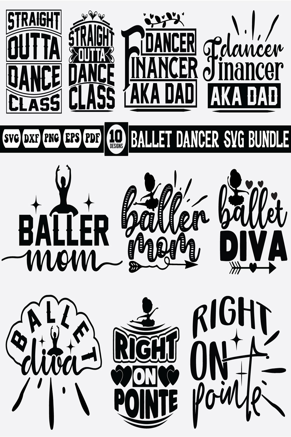 ballet dancer Svg bundle pinterest preview image.