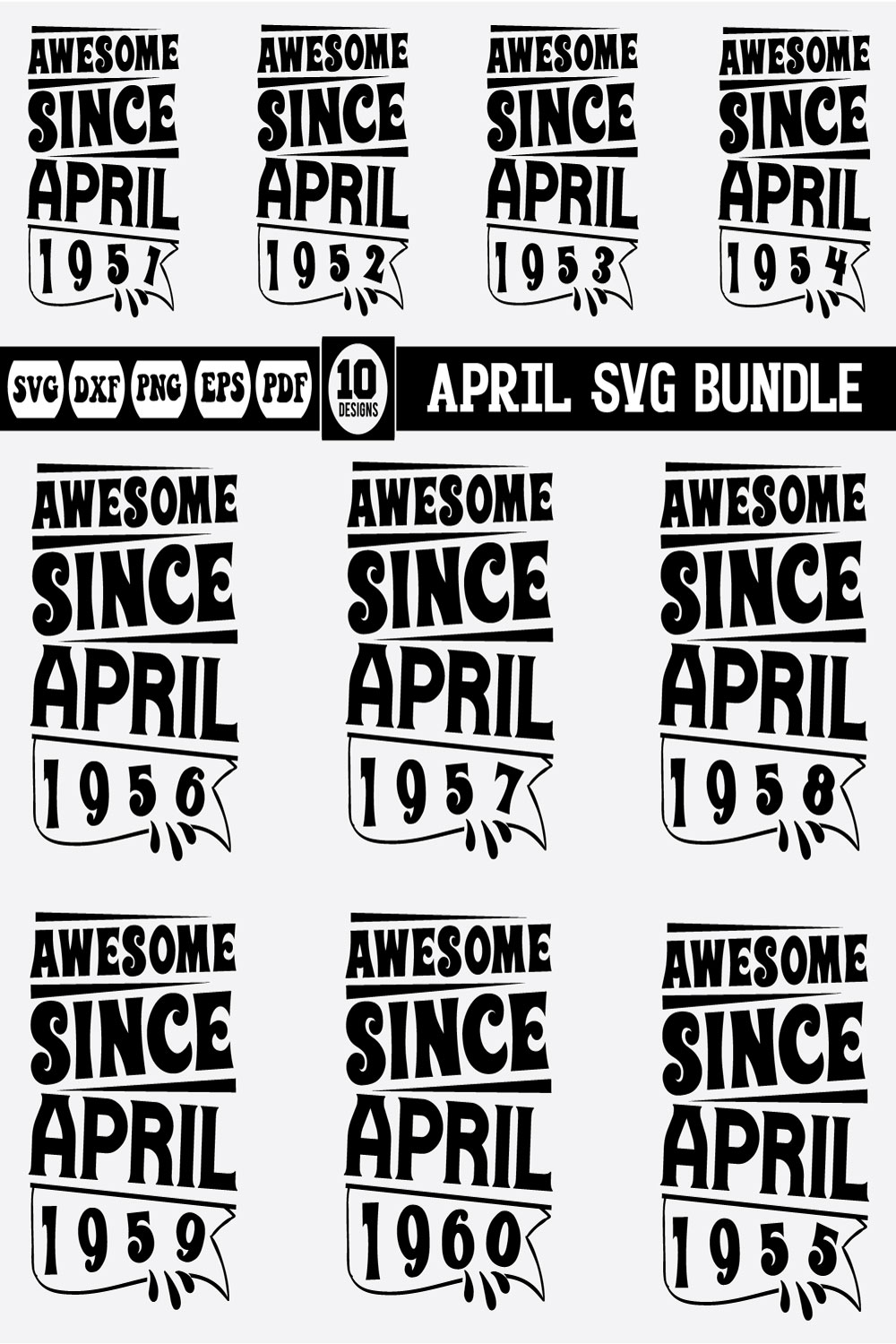 April Svg Design Bundle pinterest preview image.