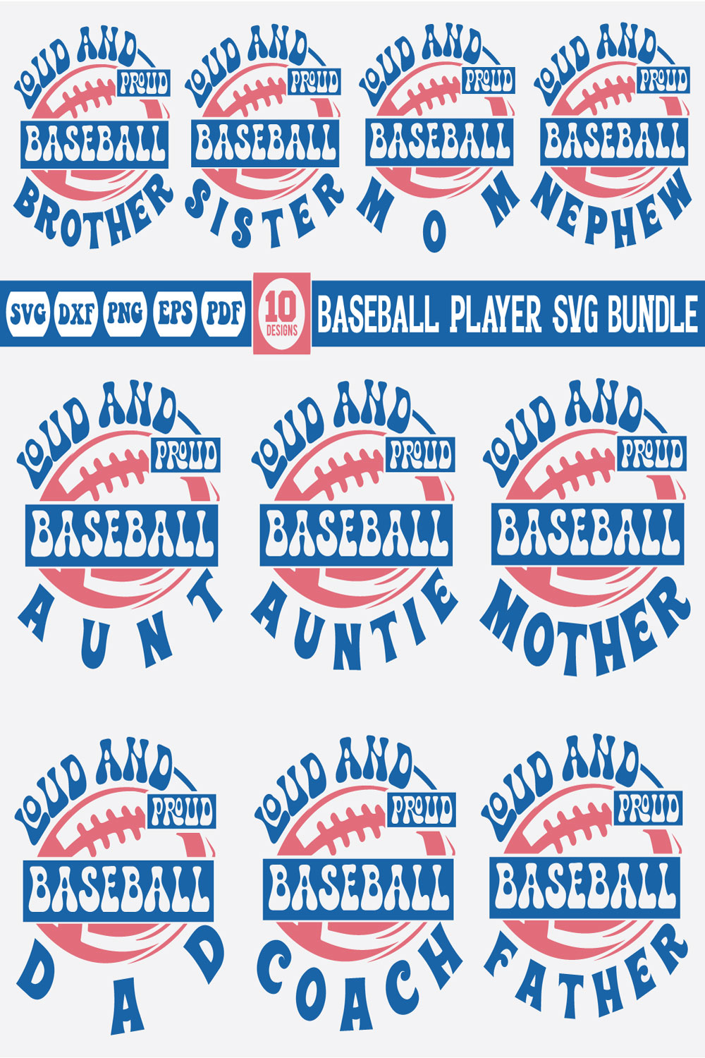 Baseball Family Svg Bundle pinterest preview image.