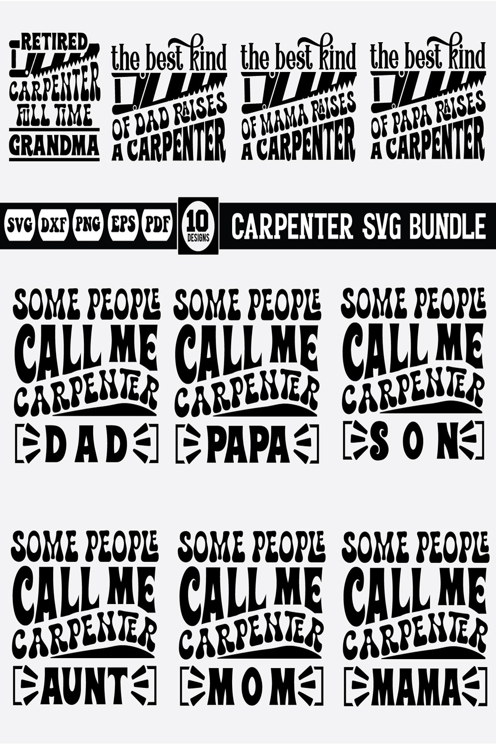 Carpenter Svg Design Bundle pinterest preview image.