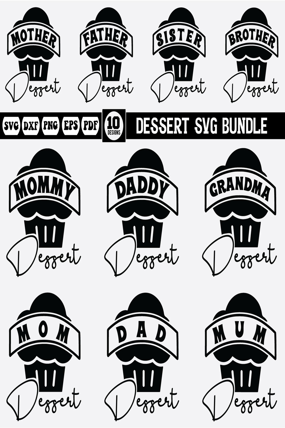 Dessert Svg Design Bundle pinterest preview image.