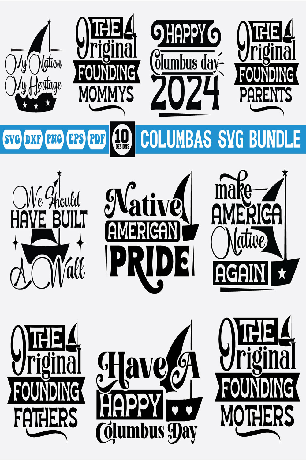 columbus day svg bundle pinterest preview image.