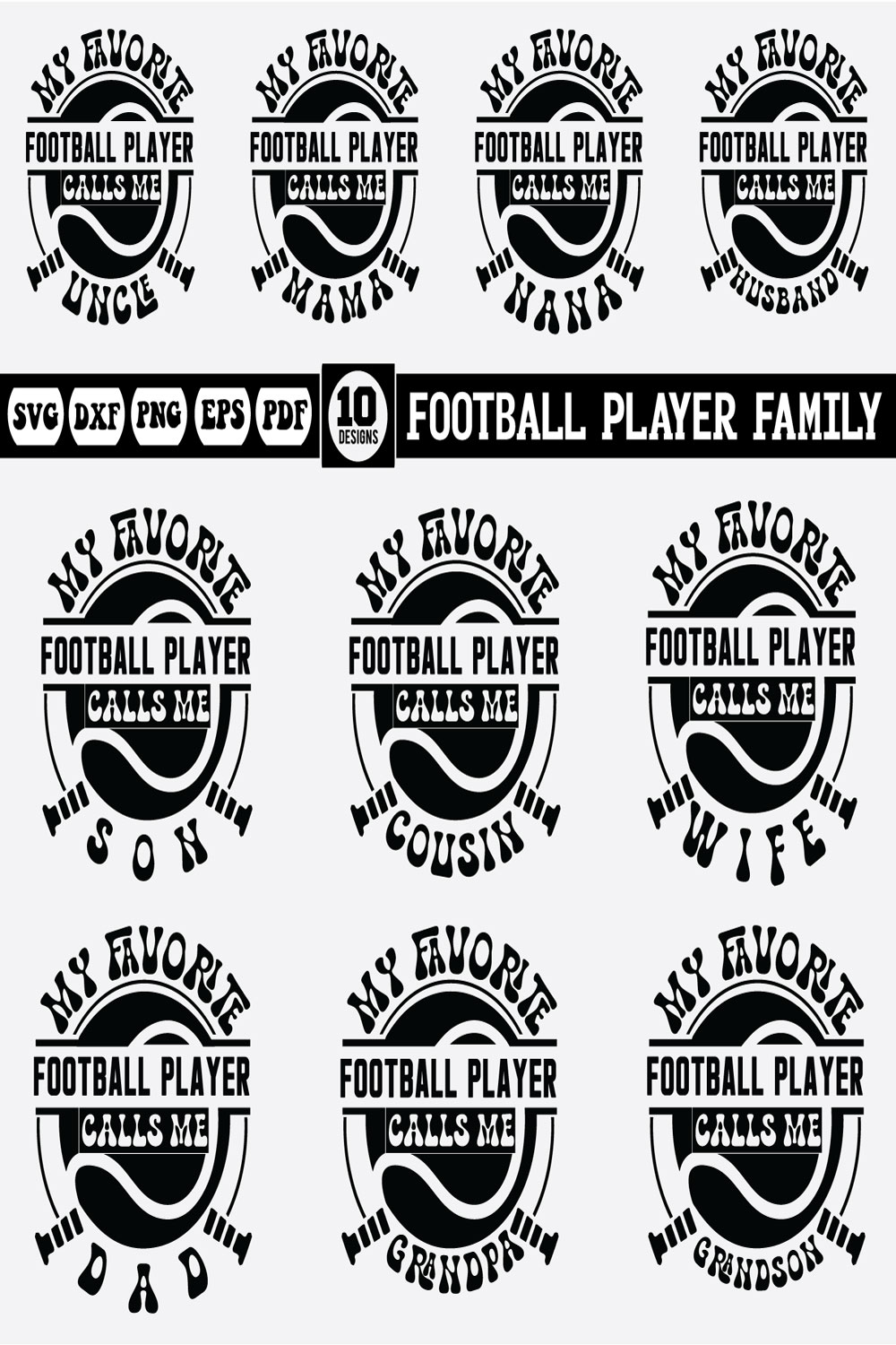 Football Player Family Bundle pinterest preview image.