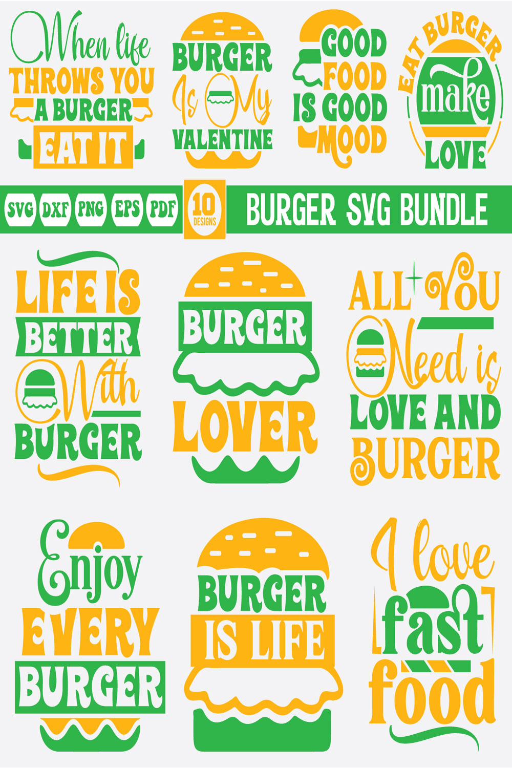 Burger Svg Bundle pinterest preview image.