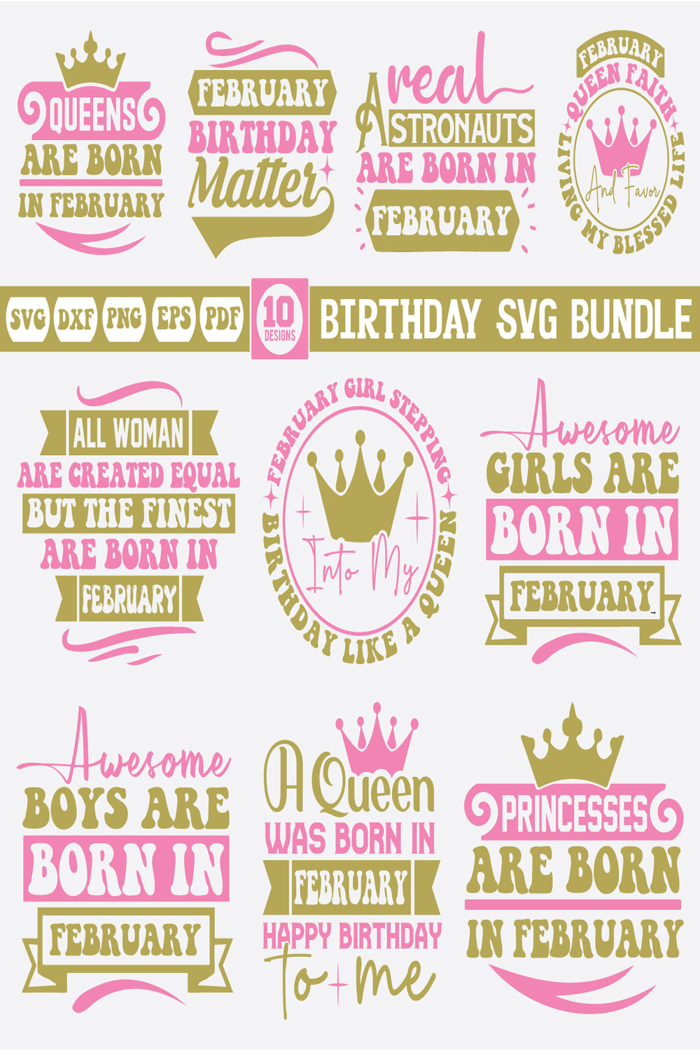 february birthday svg bundle pinterest preview image.