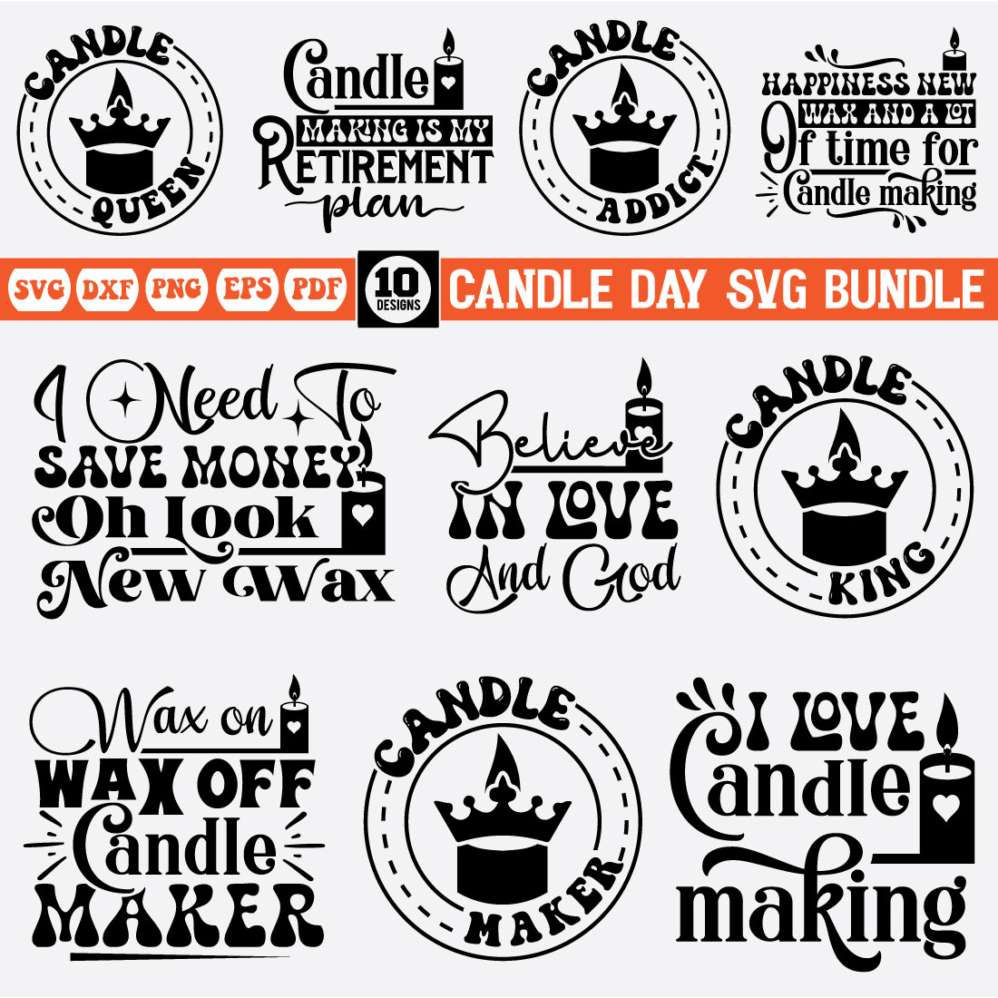 Candle Day Svg Design Bundle cover image.