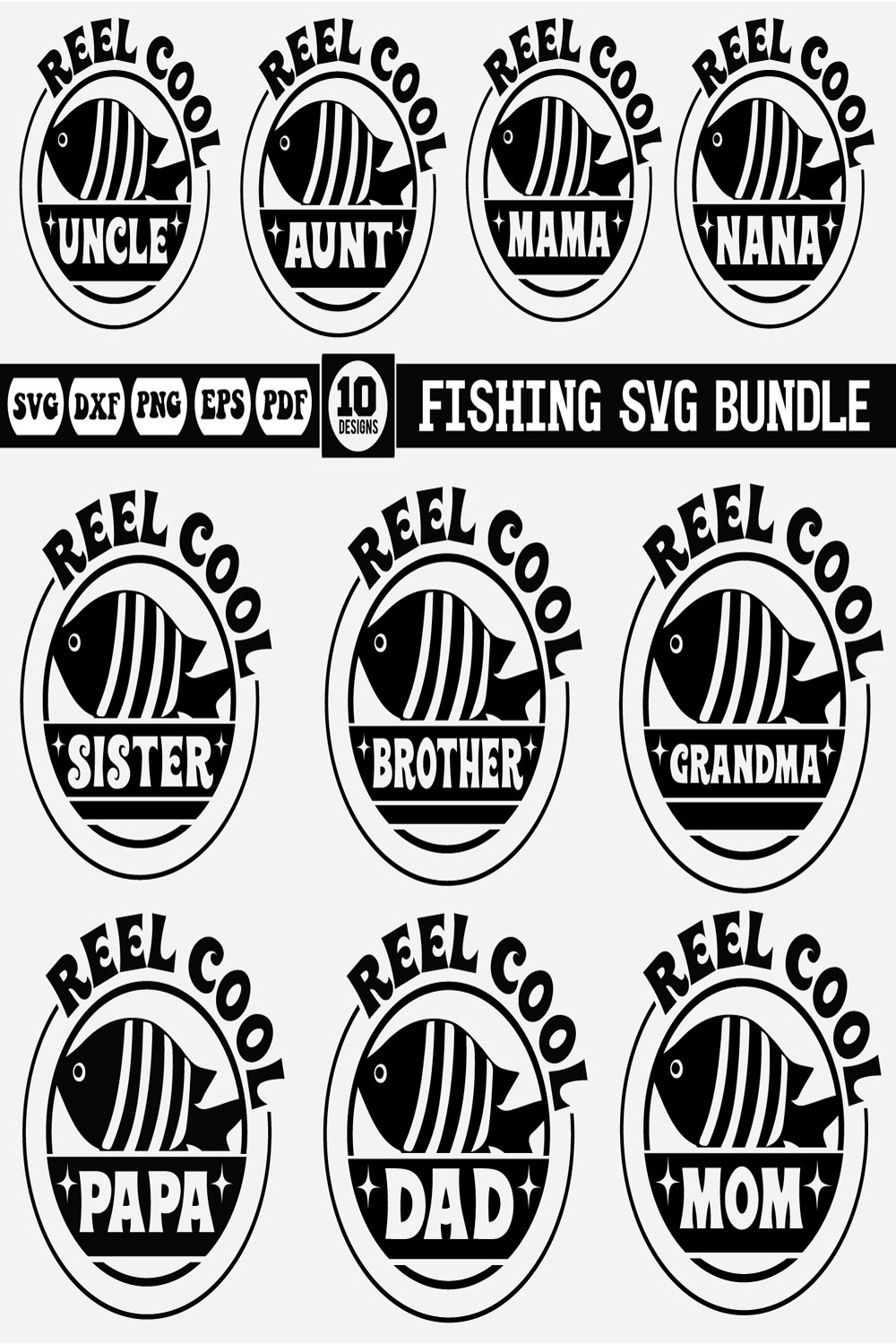 Fishing Svg Design Bundle pinterest preview image.