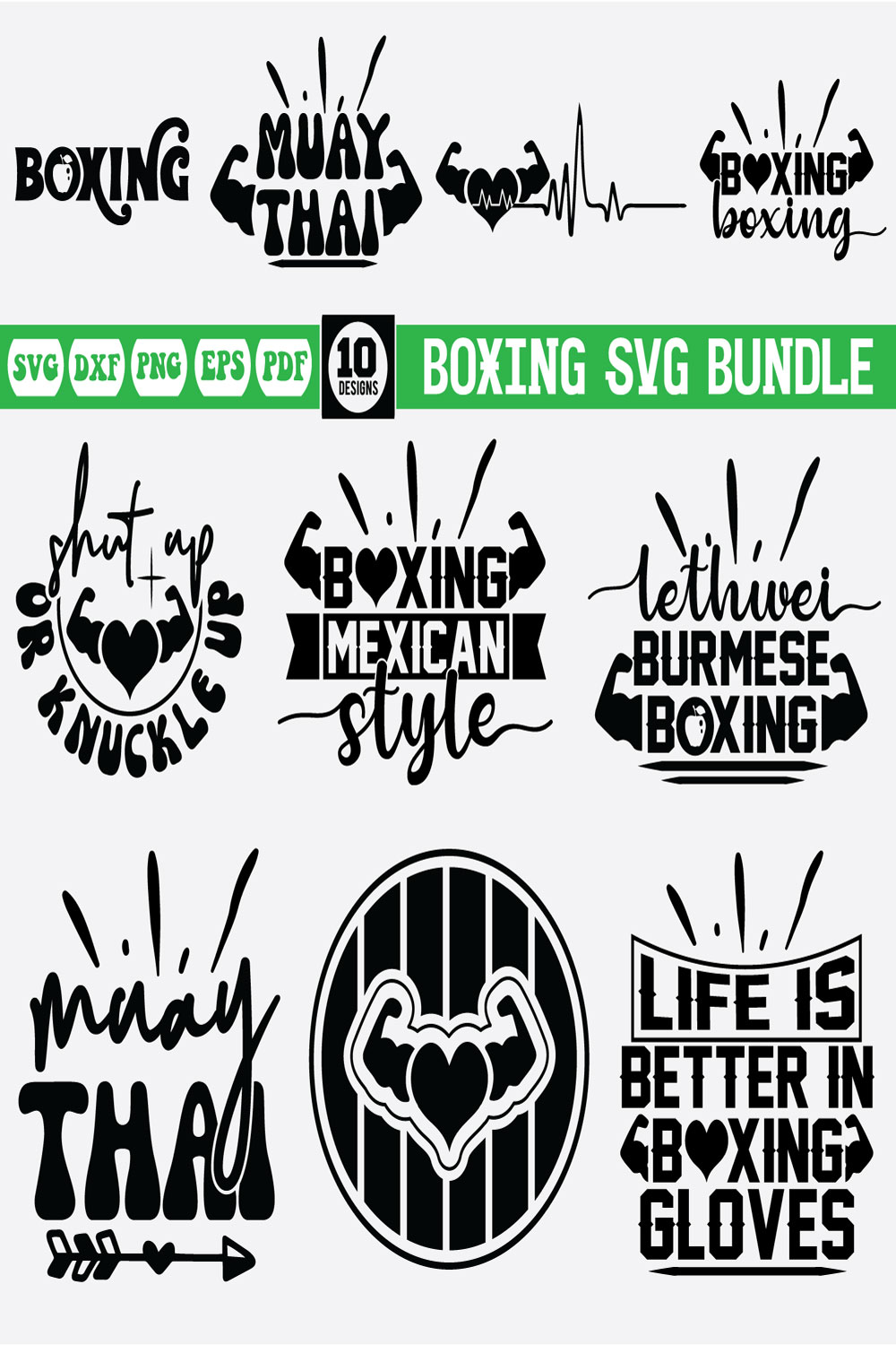 boxing Svg design bundle pinterest preview image.