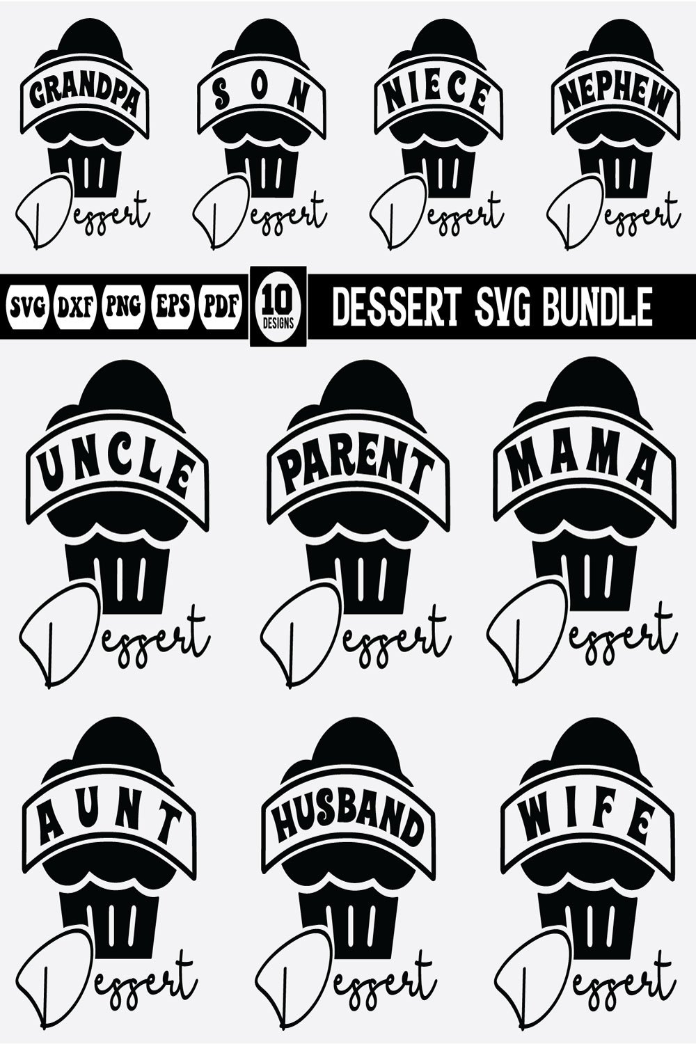 Dessert Svg Bundle pinterest preview image.