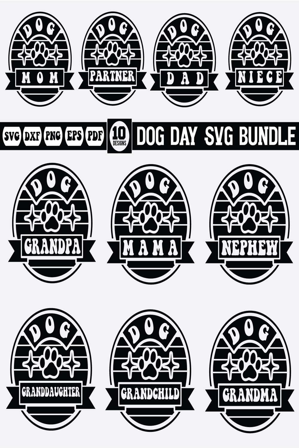 Dog day Svg Design Bundle pinterest preview image.