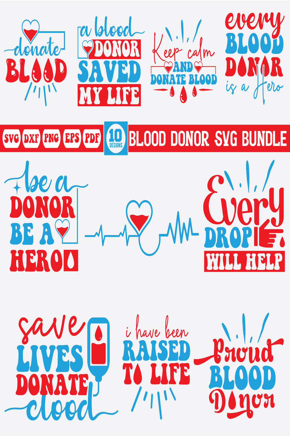 Blood Donor svg bundle pinterest preview image.