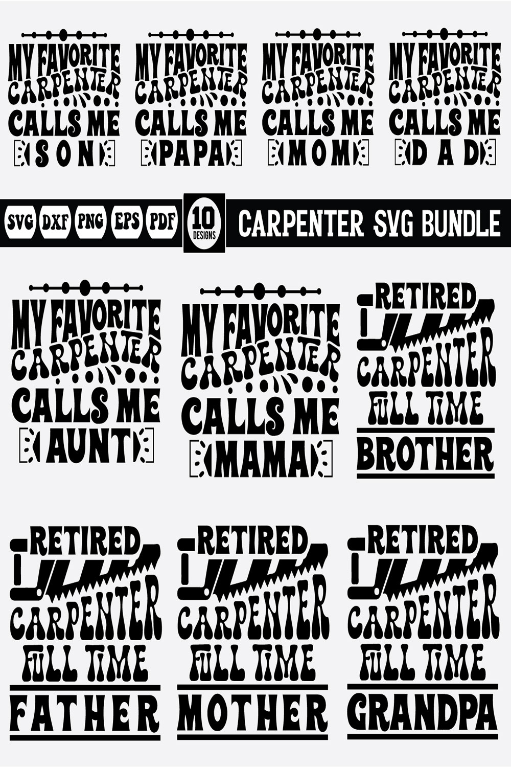 Carpenter Svg Bundle pinterest preview image.