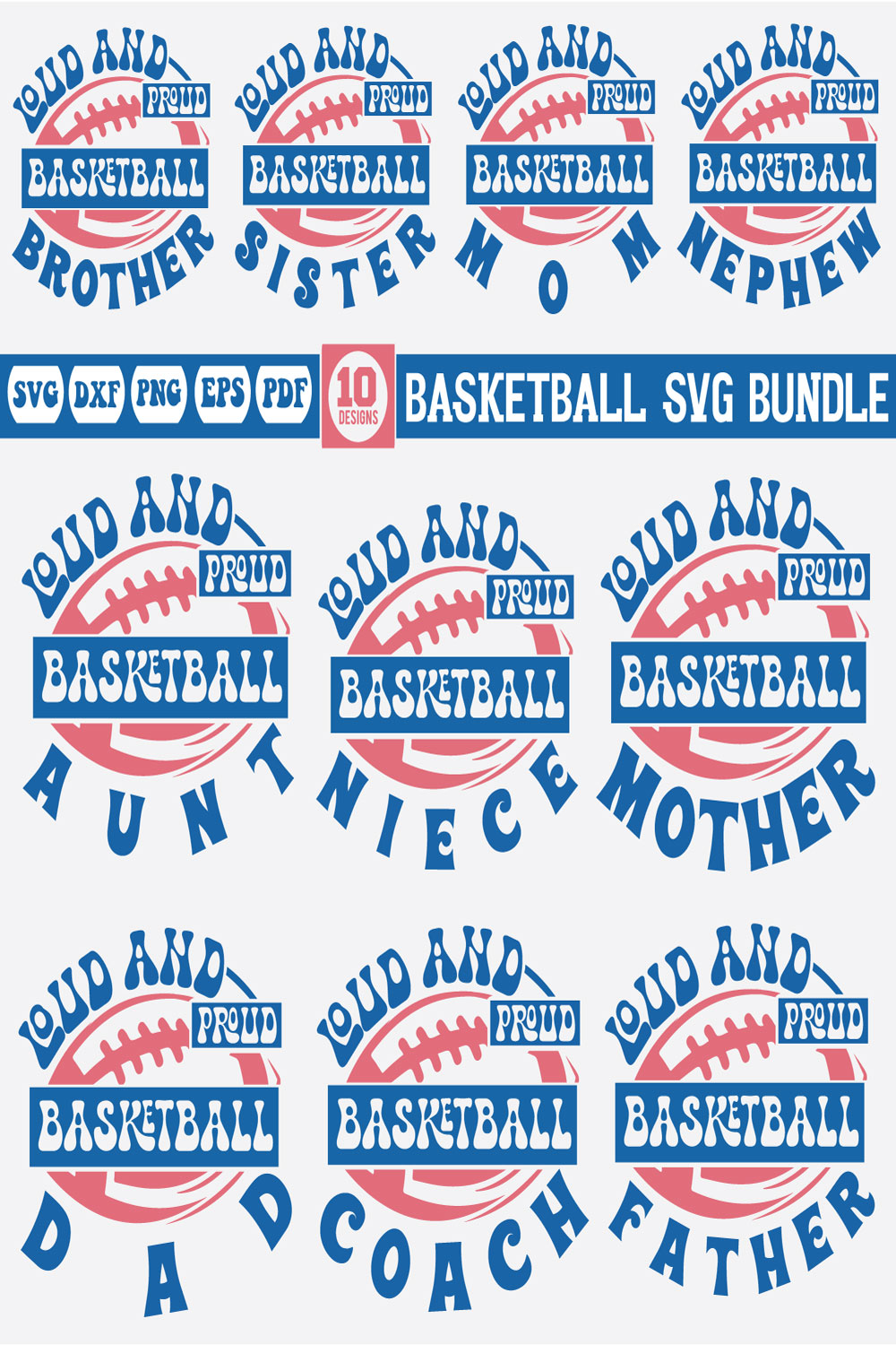 Basketball Family Svg Bundle pinterest preview image.