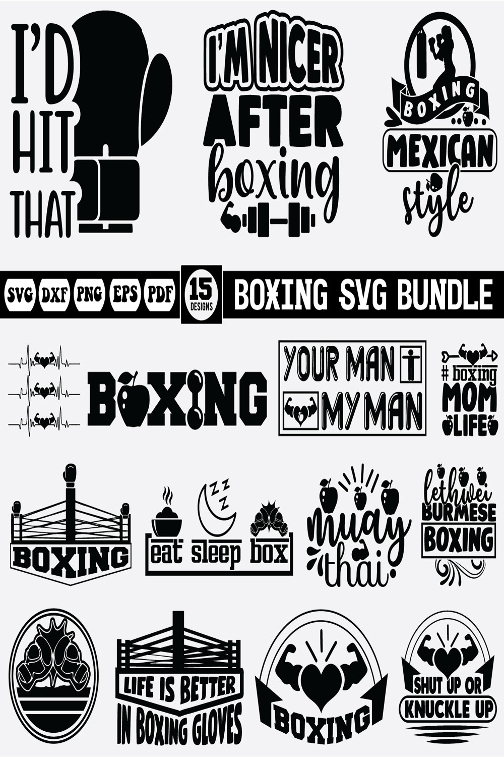 boxing Svg bundle pinterest preview image.
