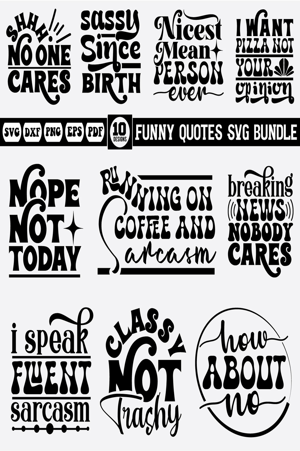 Funny Quotes Svg Bundle pinterest preview image.