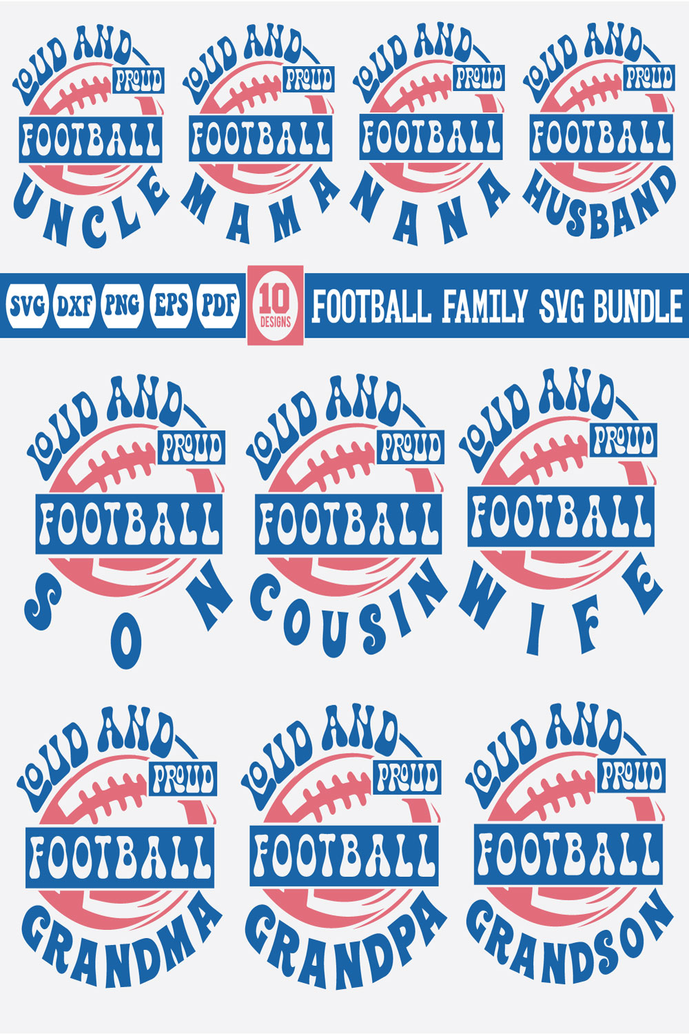 Football Family Bundle pinterest preview image.