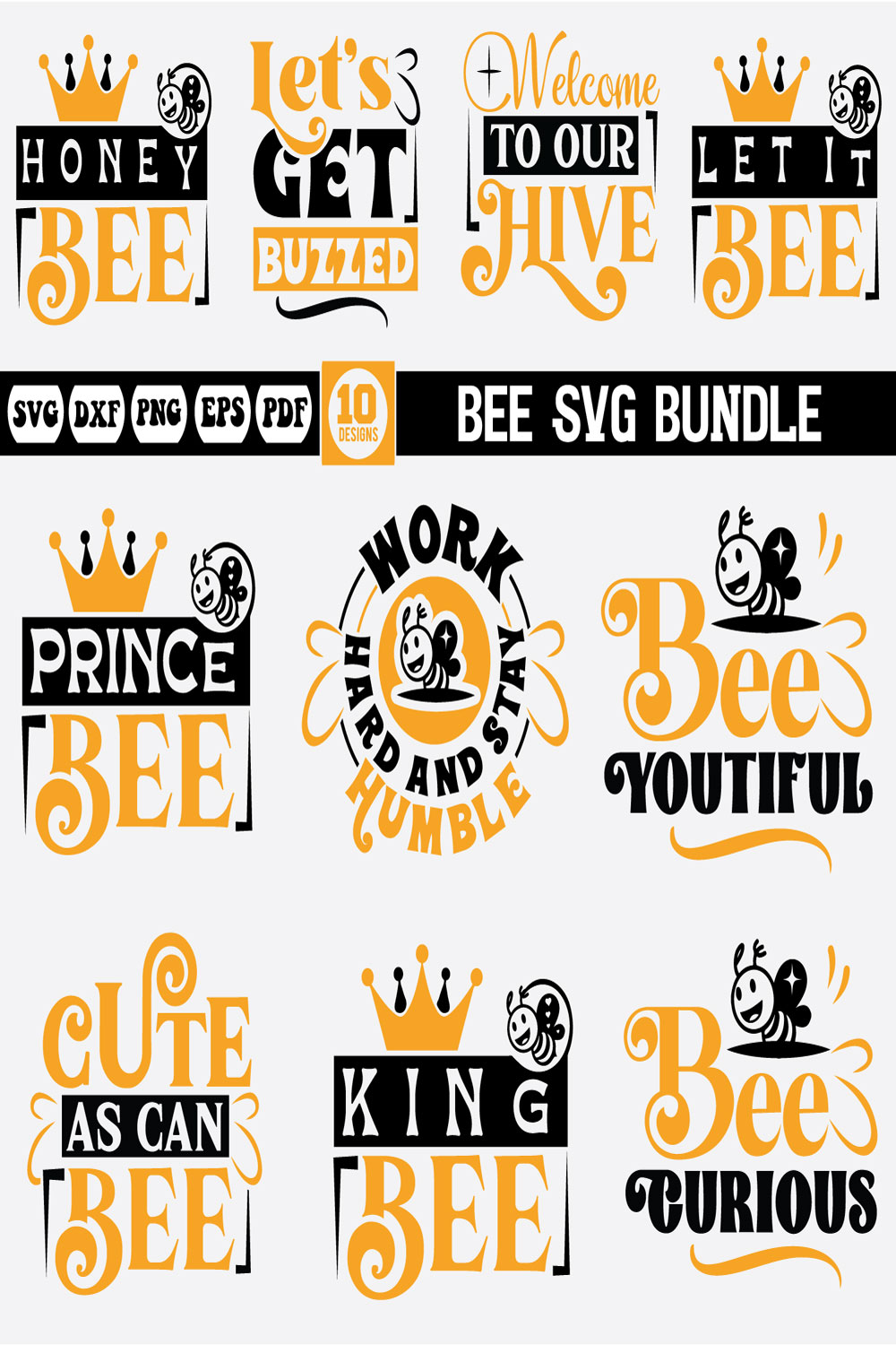 Bee Svg Design Bundle pinterest preview image.